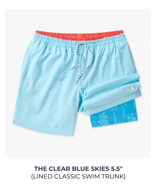 Lined Classic Swim Trunk: The Clear Blue Skies 5.5"