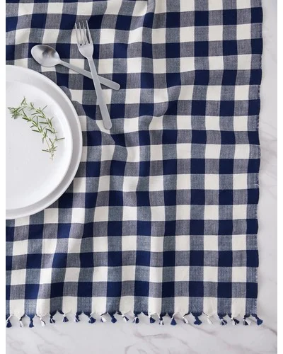 Gingham Tablecloth by Heather Taylor Home - Indigo / Large