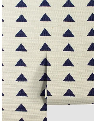 Triangles Grasscloth Wallpaper By Nathan Turner - Navy
