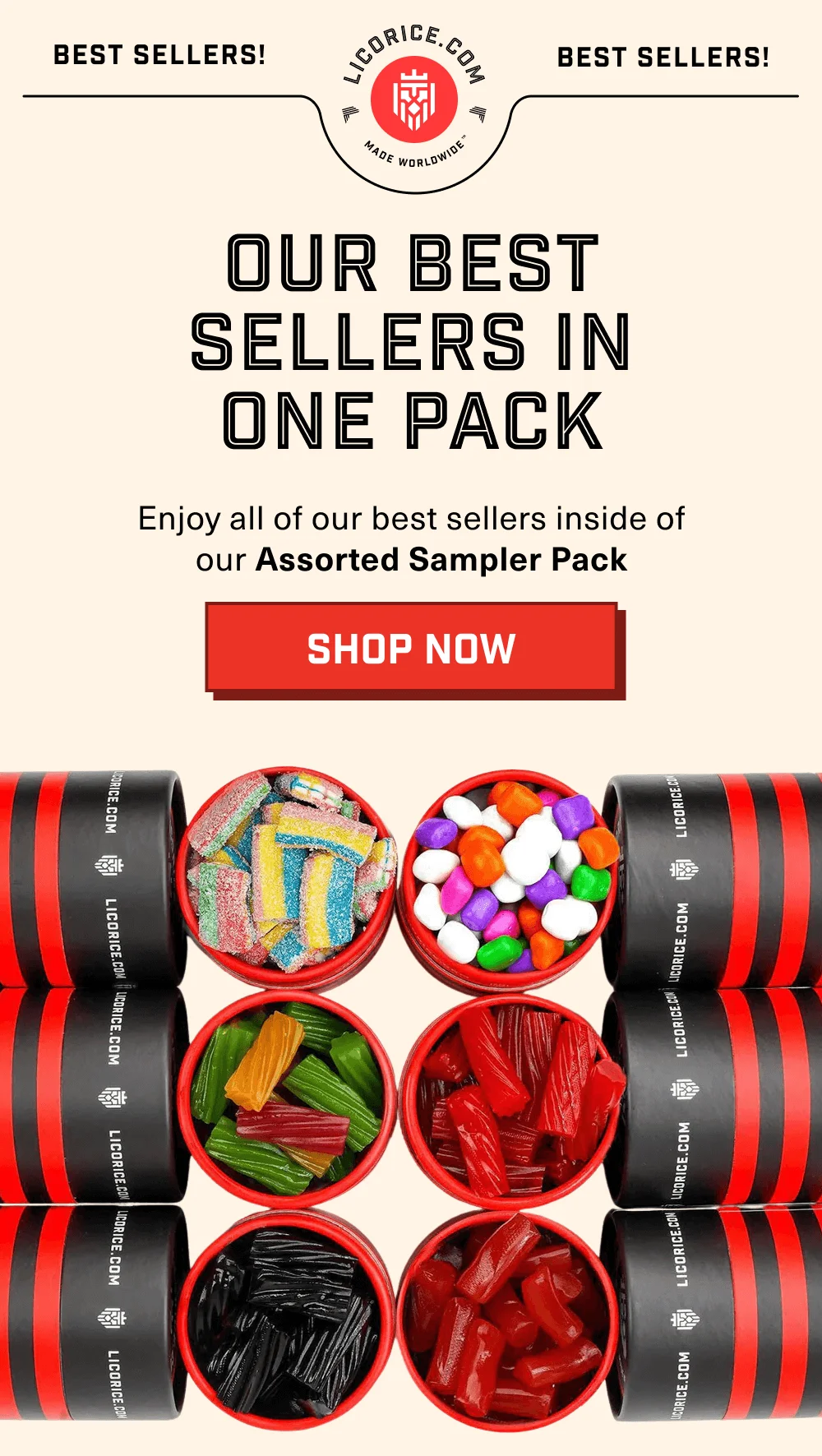 All of our best sellers inside of the Assorted Sampler Pack