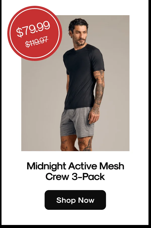 Midnight Active Mesh Crew 3-Pack