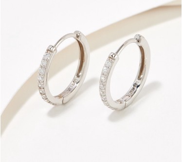 Diamonique x Courtney Khondabi 16mm Huggie Hoops, Sterling