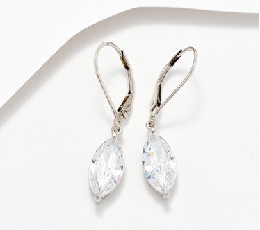 Diamonique Classics Choice of Cut Leverback Earrings, Sterl