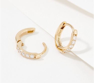 Diamonique x Courtney Khondabi 11mm Huggie Hoops, Sterling