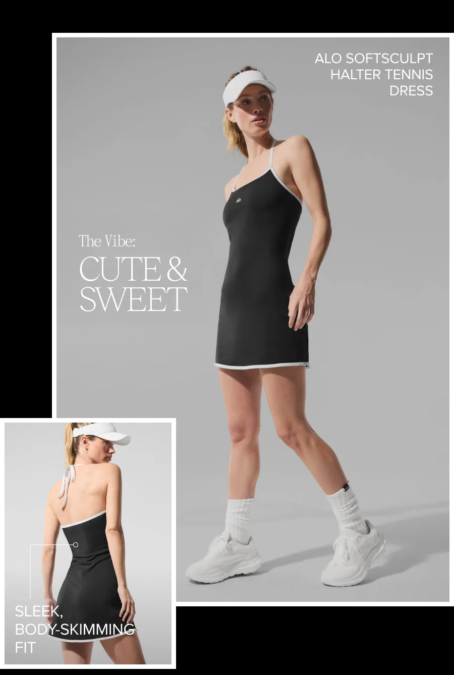 ALO SOFTCULPT HALTER TENNIS DRESS THE VIBE CUTE & SWEET