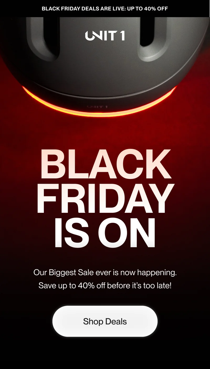 Announcement about Black Friday, our biggest sale ever.