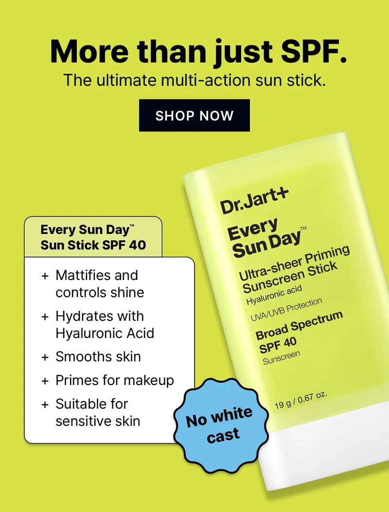More than just SPF. | The ultimate multi-action sun stick. | SHOP NOW | Every Sun Day™ Sun Stick SPF 40 | Mattifies and controls shine | Hydrates with Hyaluronic Acid | Smooths skin | Primes for makeup | Suitable for sensitive skin | No white cast