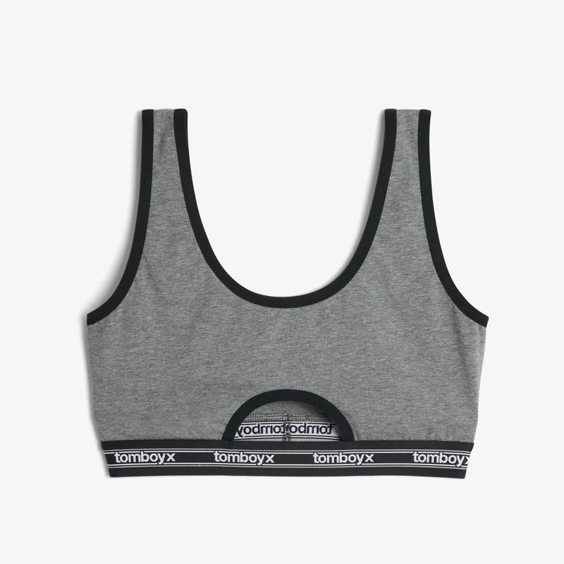 Image of Peekaboo Soft Bra - Retro Charcoal Logo