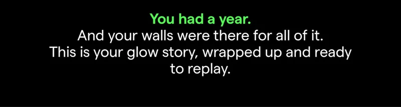 You had a year.  And your walls were there for all of it.  This is your glow story, wrapped up and ready to replay.