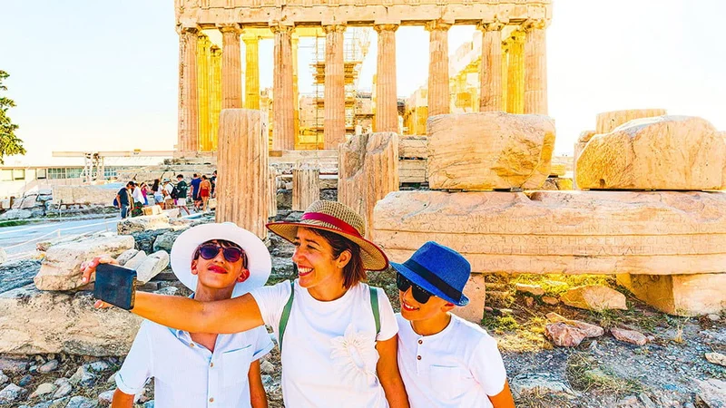 Image description: Family at the Parthenon, in Athens.