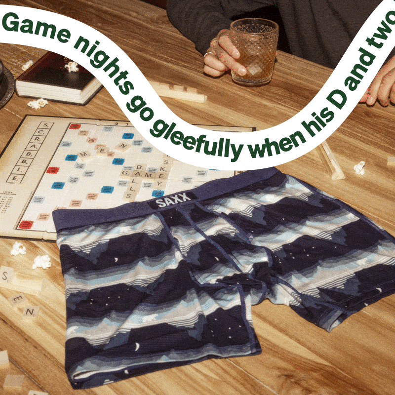 Game nights go gleefully when his D and two Bs have their own velvety bag.