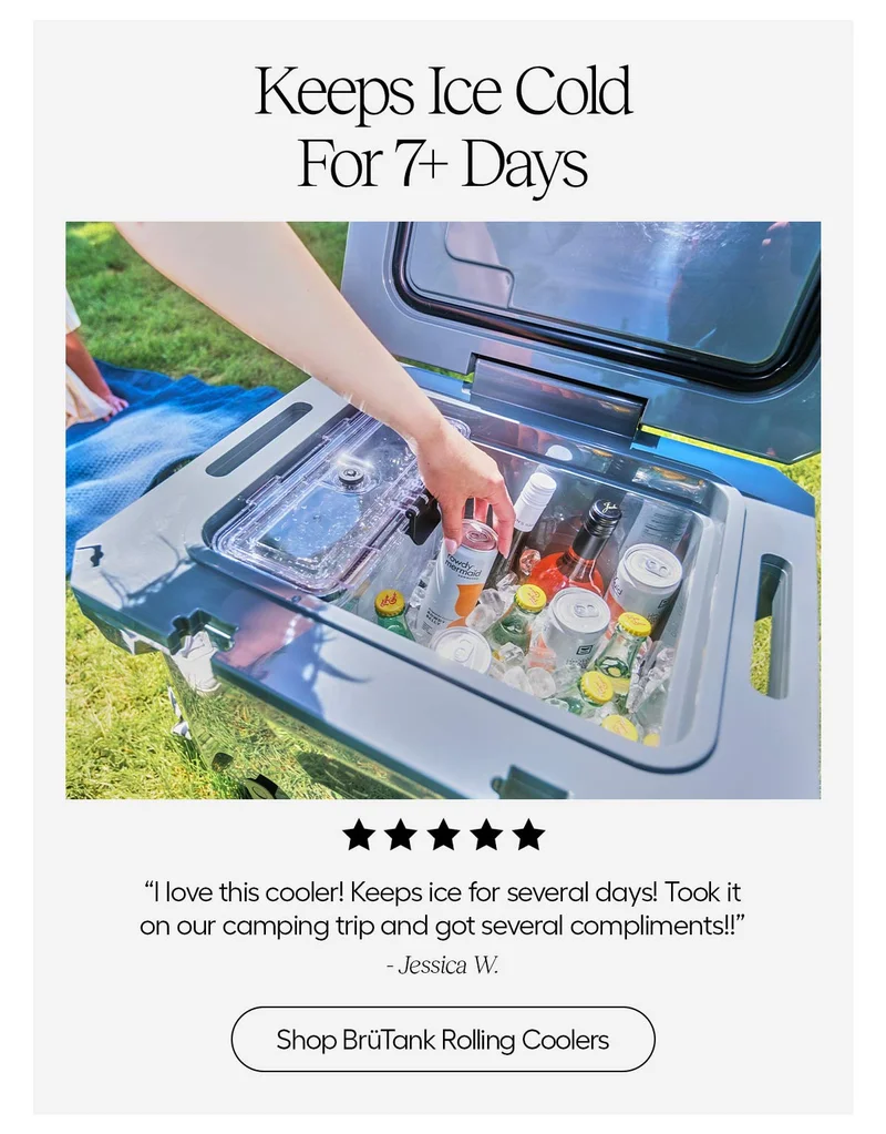 Keeps Ice Cold for 7+ Days - Shop BrüTank Rolling Coolers