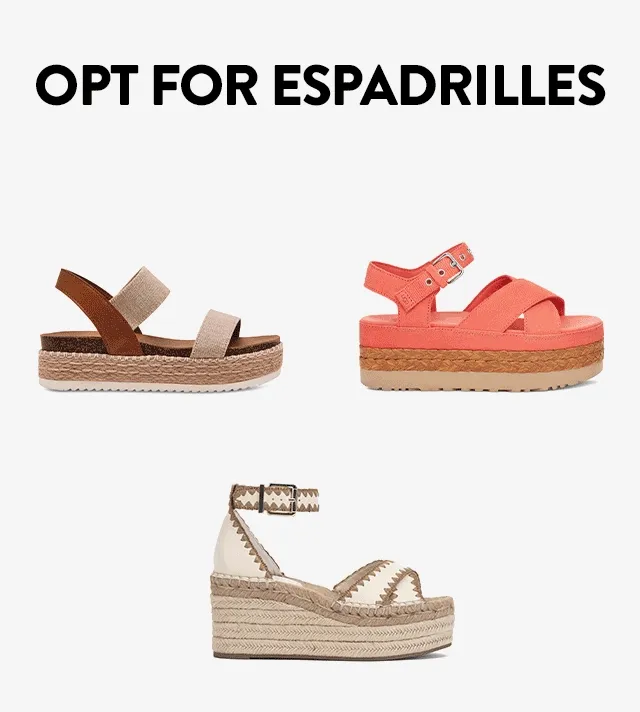 Six styles of espadrilles for women.