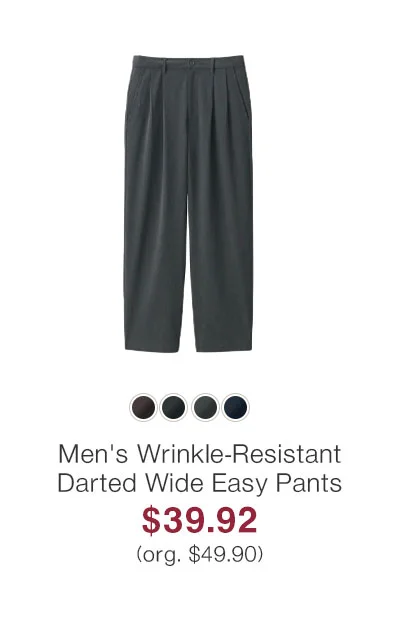 Shop Men's Wrinkle-Resistant Darted Wide Easy Pants