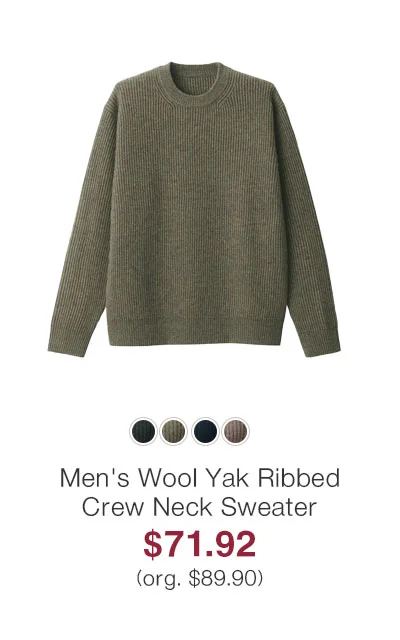 Shop Men's Wool Yak Ribbed Crew Neck Sweater