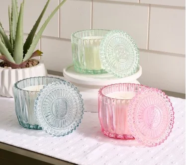 HomeWorx by Slatkin + Co. S/3 14oz Spring Classic Faceted Glass Candles