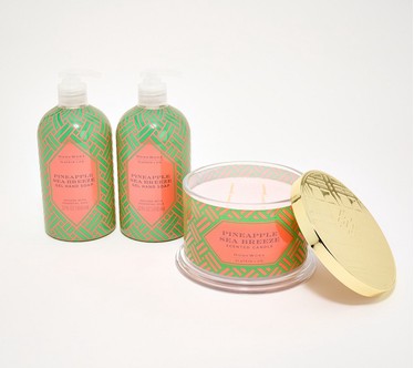 HomeWorx by Slatkin + Co. Pine Sea Breeze 18oz Candle & S/2 Soaps