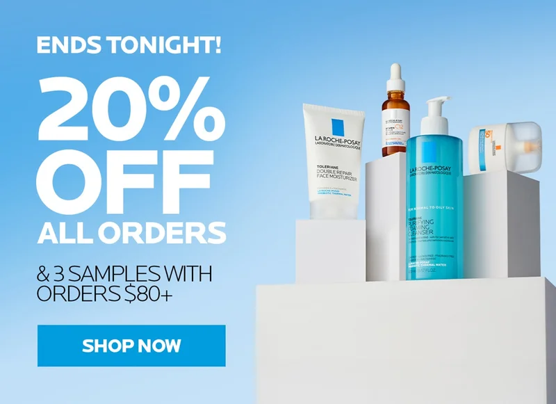 Shop 20% off all orders & 3 samples with orders $80+