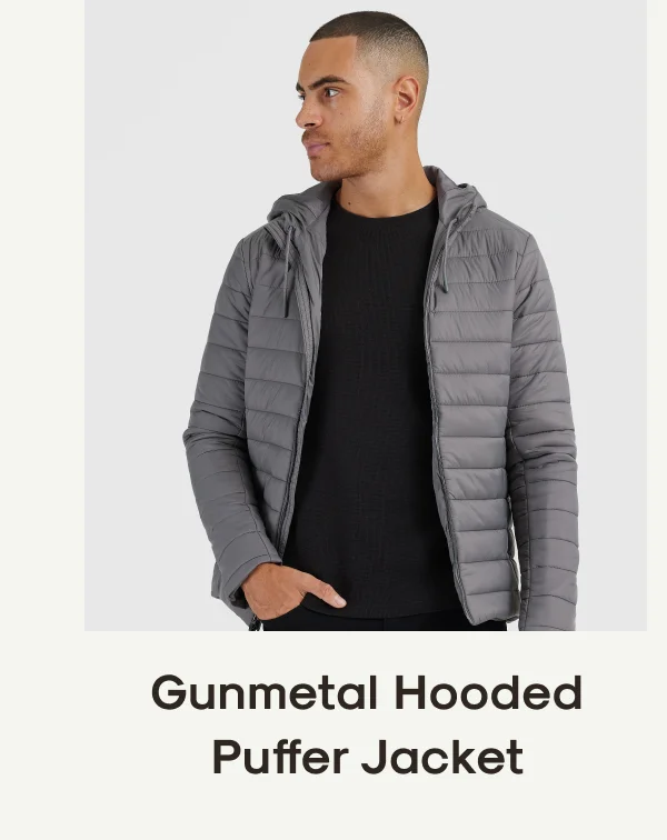 Gunmetal Hooded Puffer Jacket