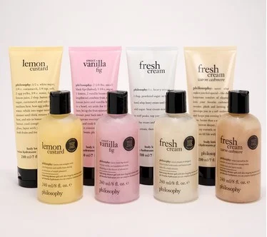 philosophy 8pc shower gel 8oz & body lotion 7oz w/ gift bag