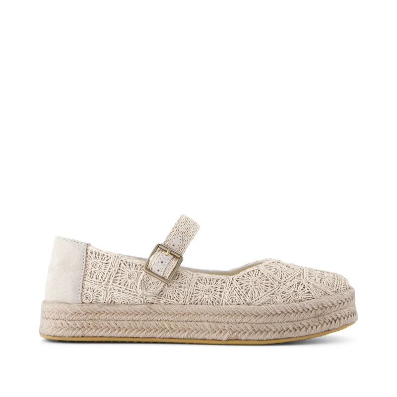Image of Womens Carolina Mary Jane Espadrille Undyed Floral Raffia
