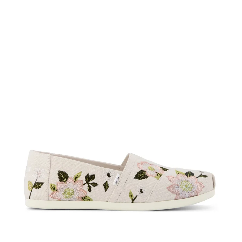 Image of Womens Alpargata Classic Natural Embroidered Floral
