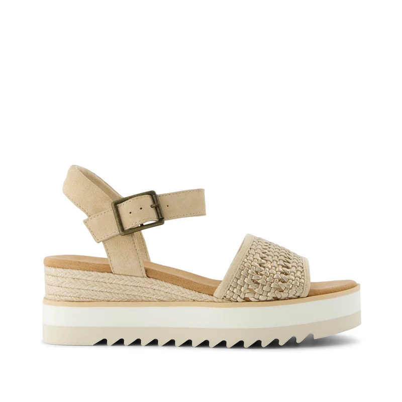 Image of Diana Wedge Sandal Champagne Metallic Basket Weave