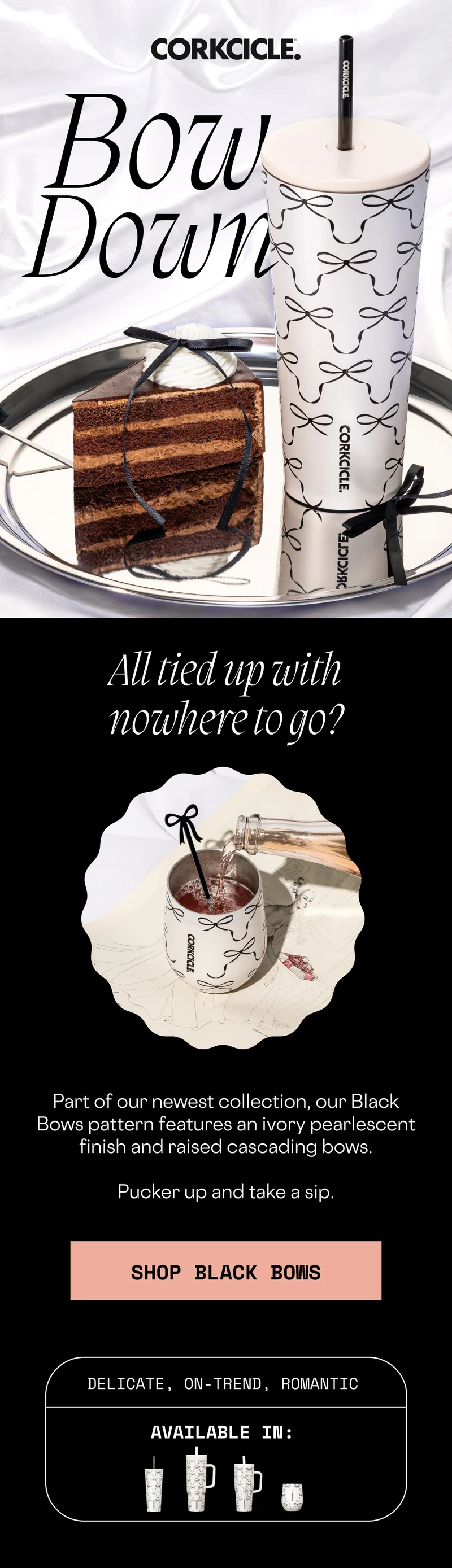 NEW Black Bows drinkware