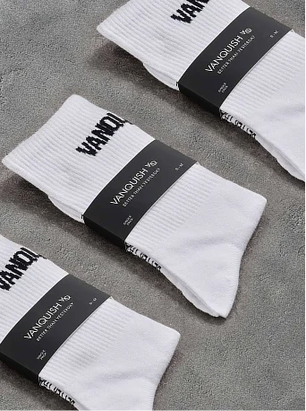 Vanquish White Front Knit Organic Socks 3 Pack