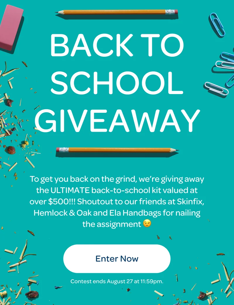 Back to school giveaway - Enter now