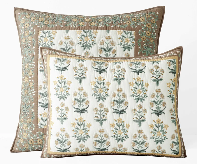 Image of Cotton Quilted Sham - Mughal Rose
