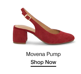 A side view of the Movena Pump in Red suede Shop Now.