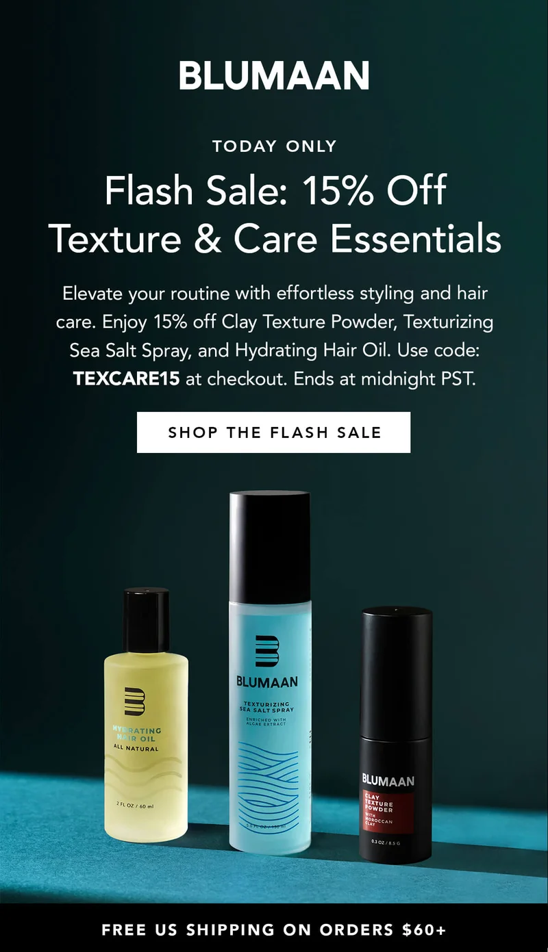 Flash Sale: 15% Off Texture & Care Essentials