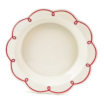 10 Strawberry Street White with Red Swirl Pie Dish