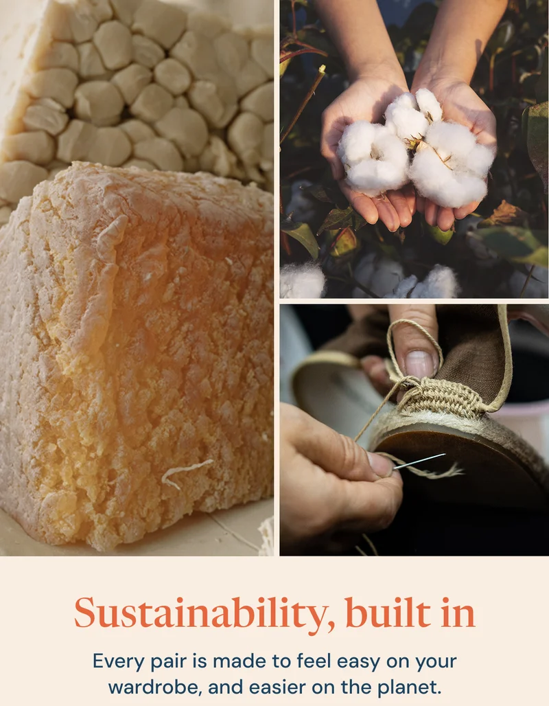 Sustainability, built in Every pair is made to feel easy on your wardrobe, and easier on the planet.
