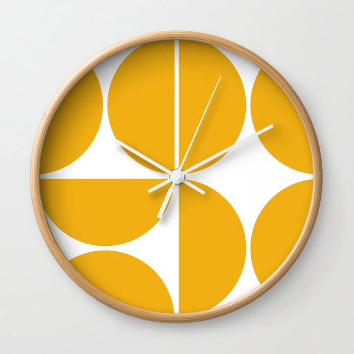 Mid Century Modern Yellow Square Wall Clock Wall Clock