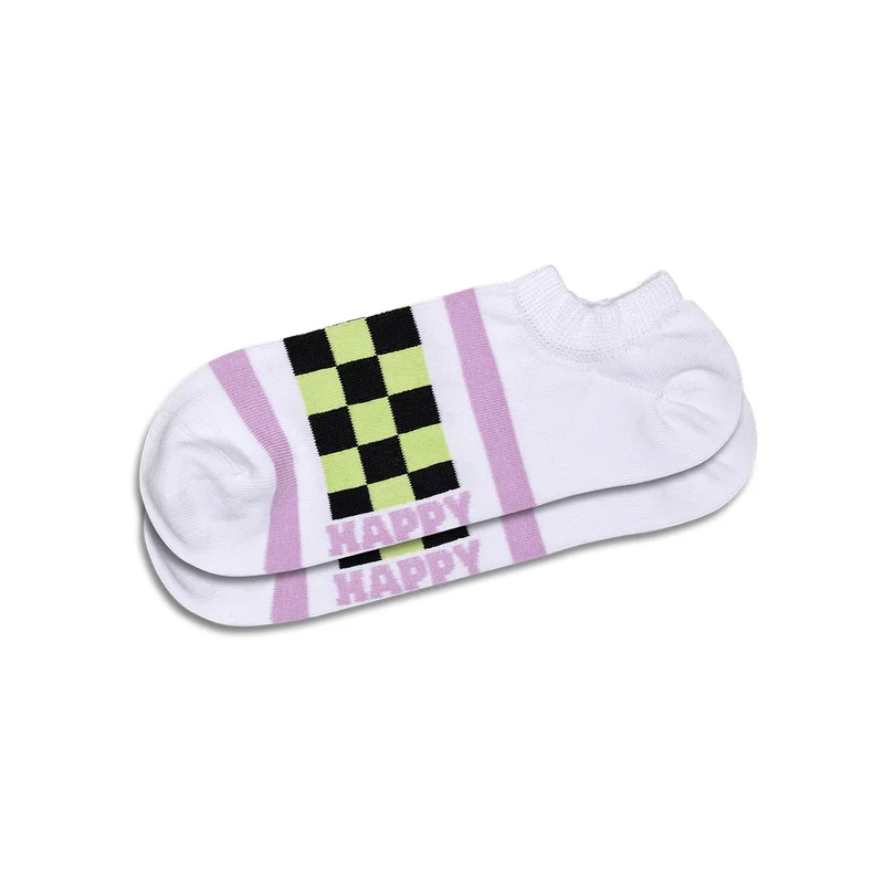 Checked Stripe No Show Sock