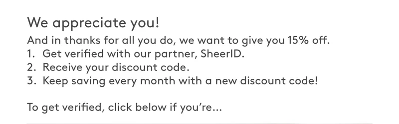 Get 15% Off With SheerID