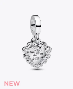 Sparkling Heart Double Dangle Charm