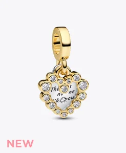 Sparkling Heart Double Dangle Charm