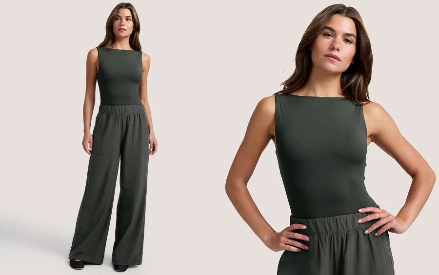 Eclipse Open Back Tank in Slate Green