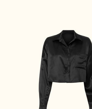 Silk Luminous Cropped Button Down Long Sleeve