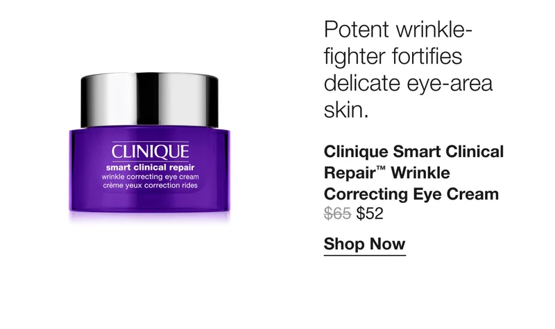 Potent wrinkle-fighter fortifies delicate eye-area skin. | Clinique Smart Clinical Repair™ Wrinkle Correcting Eye Cream $52 | Shop Now