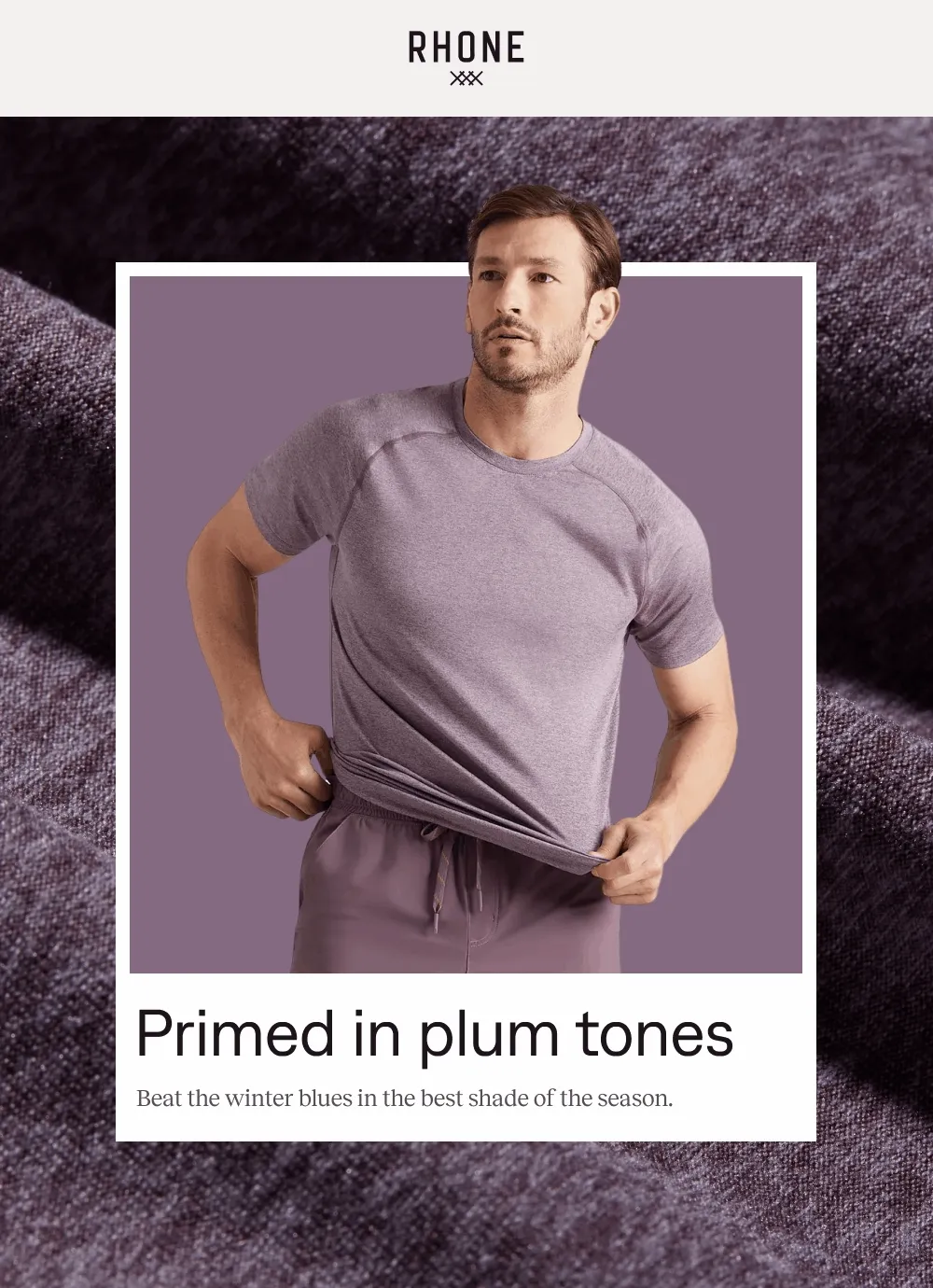 RHONE: Primed in plum tones. Shop the edit