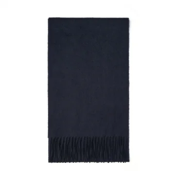 Navy Fringe Cashmere Scarf