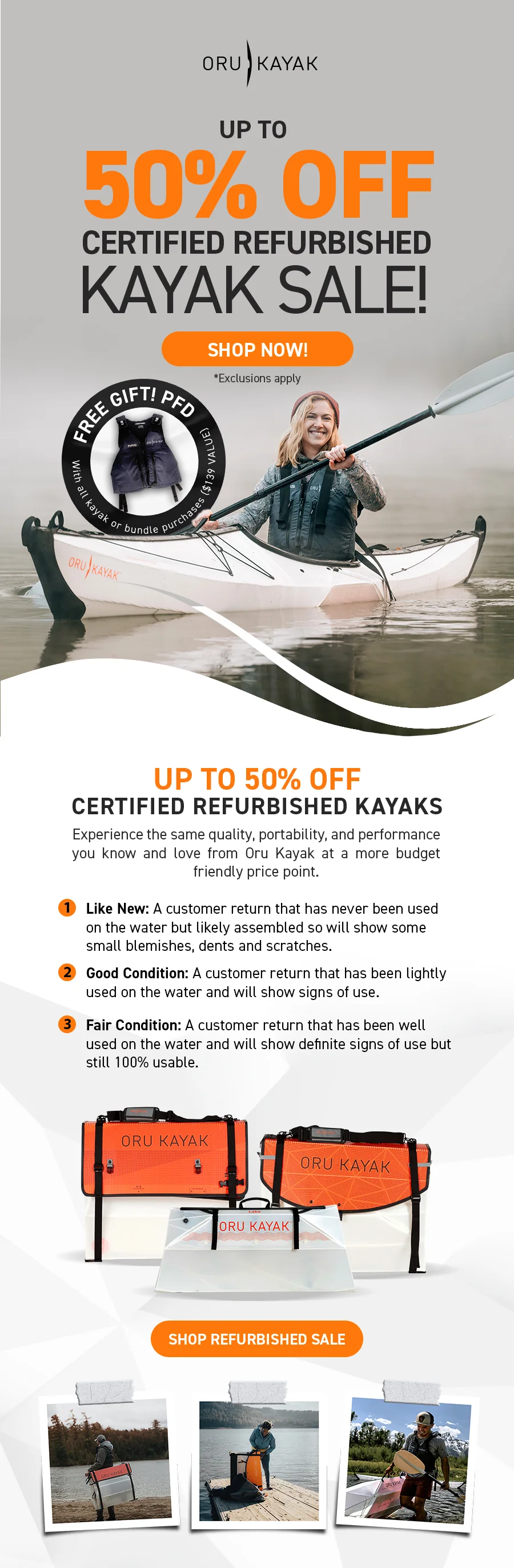 Certified Refurbished Kayak Sale: Save up to 50% off Kayaks!