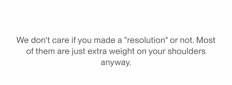 Text section stating that resolutions are unnecessary and daily movement matters more.