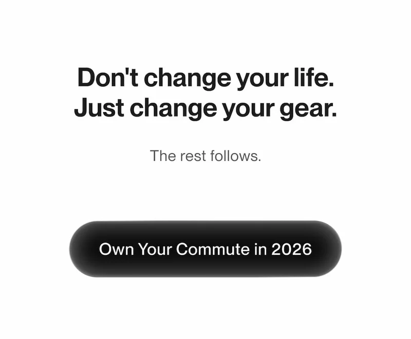 Text section reading Don’t change your life. Just change your gear. The rest follows.