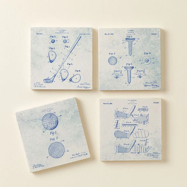 Golf Patent Coasters - Set of 4