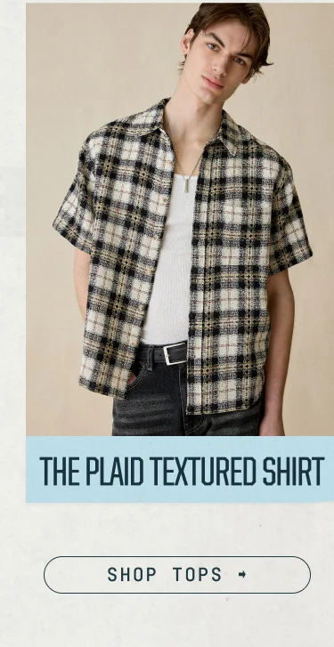 IMAGE-PLAID TEXTURED SHIRT
